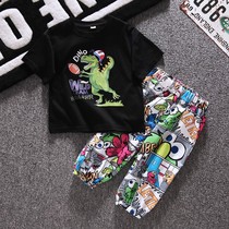 Korean boy suit 2022 summer childrens clothing thin section short-sleeved foreign style trousers trendy internet celebrity childrens summer clothing cool and handsome