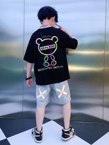 Korean boy sports suit 2022 summer thin section big boy Korean version handsome short-sleeved childrens boy summer trend