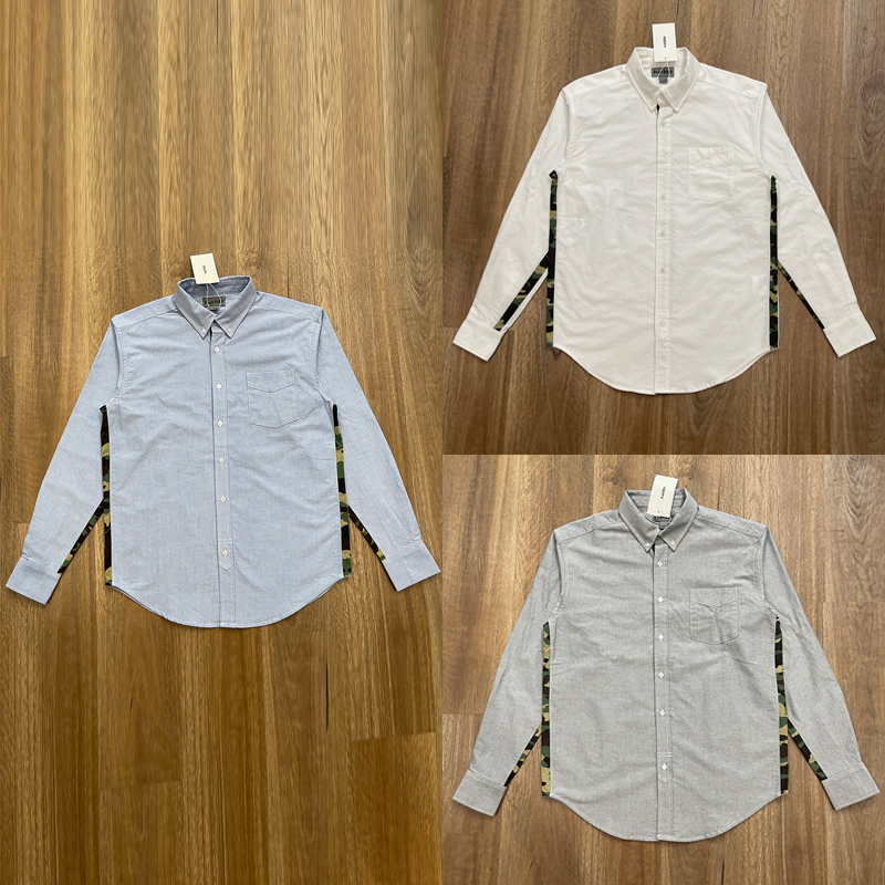 Xiaolu Hong Kong Discount Store Innerblue Light Blue Camouflage Retro Trend Contrast Color Casual Shirt 8002