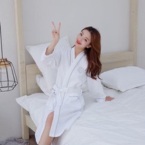 Japanese pure cotton waffle wardrobes towels for men and women lovers of autumn and winter long style sleeping robes suction speed dry bathrobe