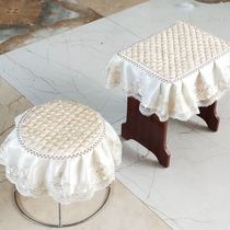 European-style household bench cushion small round stool cover thickening student piano cosmetic bench cushion four seasons
