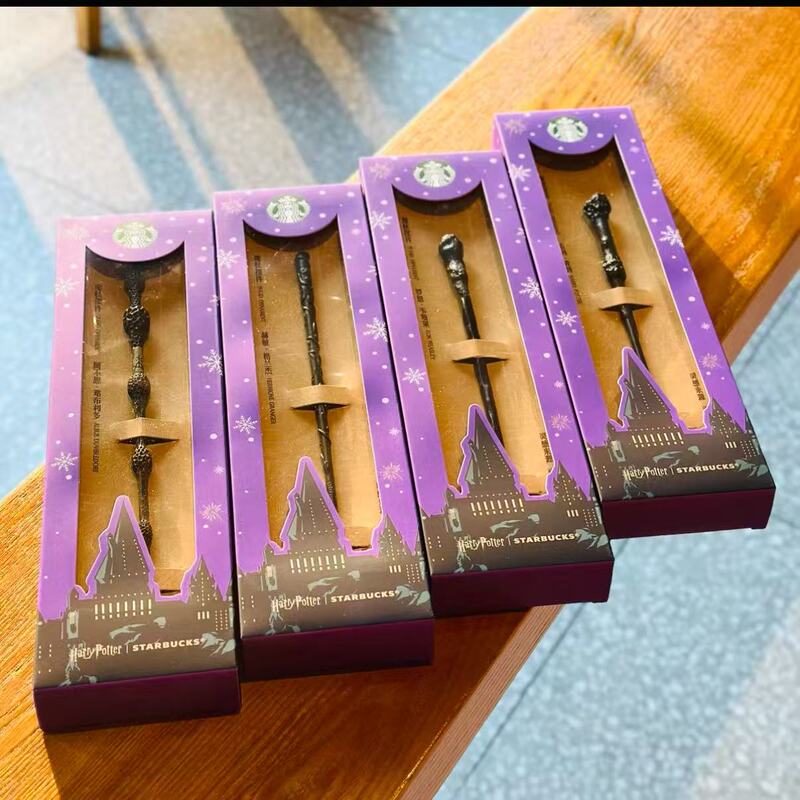 Starbucks Harry Potter Magic Wand Collaboration with Hermione, Dumbledore, and Ron Couple Figurines Cosplay Collectible Props Starbucks Harry Potter Magic Wand Collaboration with Hermione, Dumbledore, and Ron Couple Figurines Cosplay Collectible Props