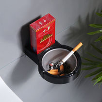 Creative bathroom ashtray anti-fall home diy European stainless steel ashtray personality wall-mounted free punch