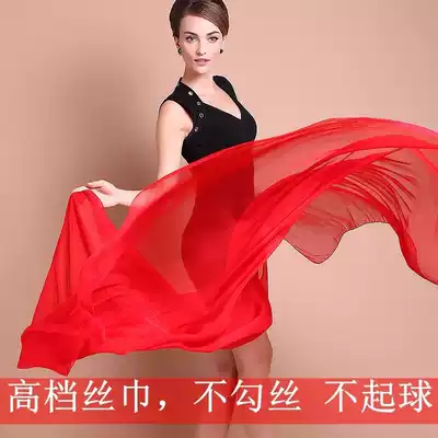 Silk scarf big square scarf women Summer thin print sunscreen neck high-end fashion big red scarf women solid color chiffon