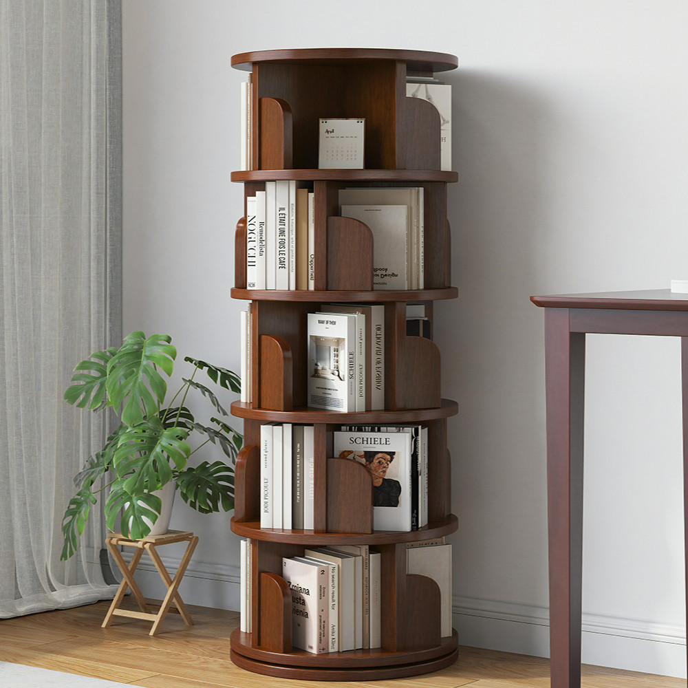 ชั้นวางหนังสือแบบหมุนได้ 360 องศา ตู้หนังสือ ที่เก็บของยอดฮิตบนอินเทอร์เน็ต ชั้นวางของเคลื่อนย้ายได้สำหรับห้องนั่งเล่นในบ้าน ชั้นวางของสำหรับเด็กแบบตั้งพื้น