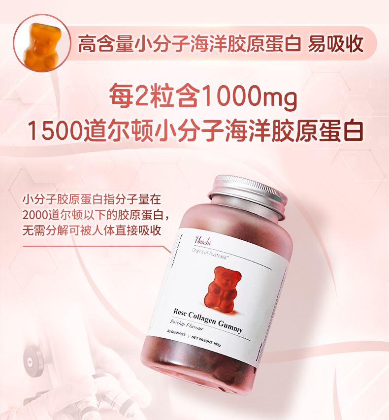【龚俊同款】Unichi玫瑰果胶原小熊软糖维C