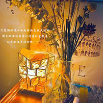 Bedroom Cosy Four Floors Crystal Table Lamp Natural Crystal Salt Headboard Nightlight Princess Bed Decorate Nets Red girls