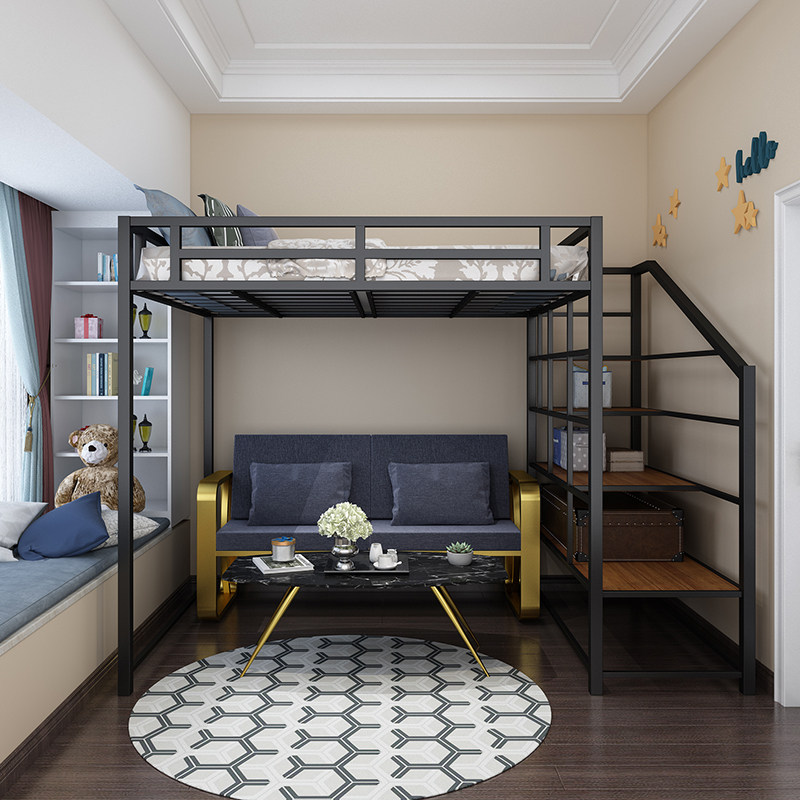 Iron multifunctional building cabinet small household elevated bed overhead apartment bed beddormitory bedside bedside bedside bedside