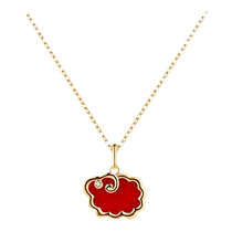 Fanci Fan Qi Jewelry 18K Gold Necklace Womens Zodiac Sheep Red Agate Pendant Light Luxury Gift for Your Girlfriend