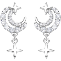 Fanci Fan Qi silver moon falling star earrings for women 925 silver niche fashion star moon earrings versatile earrings