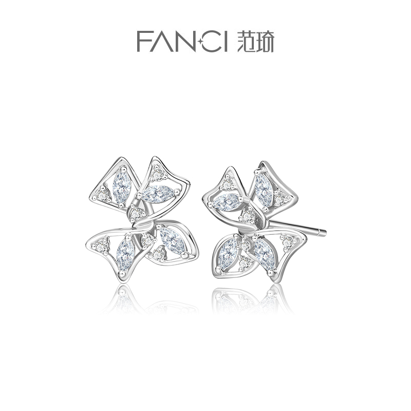 Fanci Fan Qi silver decorated with floral ear nail woman 925 silver earring fashion light extravagant and elegant design temperament ear decoration gentle-Taobao