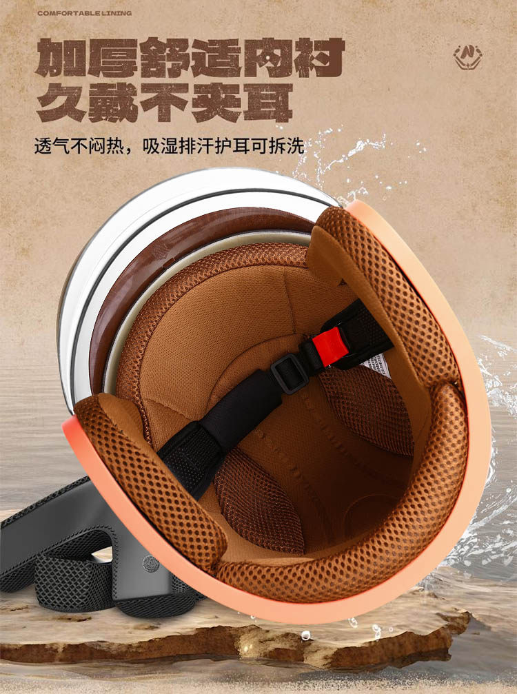 All-Season 3C Certified Helmet for Motorcycles, Men's and Women's Half Helmet, Electric Vehicle Safety Helmet, Warm, High-Definition, Anti-Fog