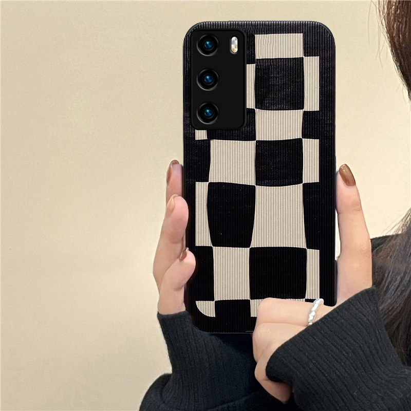 Irregular Black And White Gge Chessboard Applies Huawei p50Pro Mobile Phone Protection Shell Tide Card Lovers p40Pro All-pack lenses p30 Protective sleeves Pro Silicone Anti-Fall Female, Japan-ROK individuality 40
