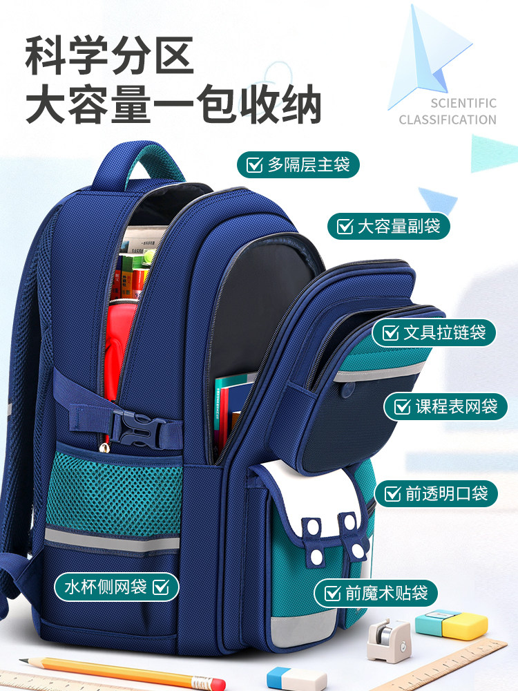 Burden-Reducing Spine-Protecting Children's Schoolbag for Boys in Grades One to Three to Six, 2025 New Model, Boys' Elementary School Backpack