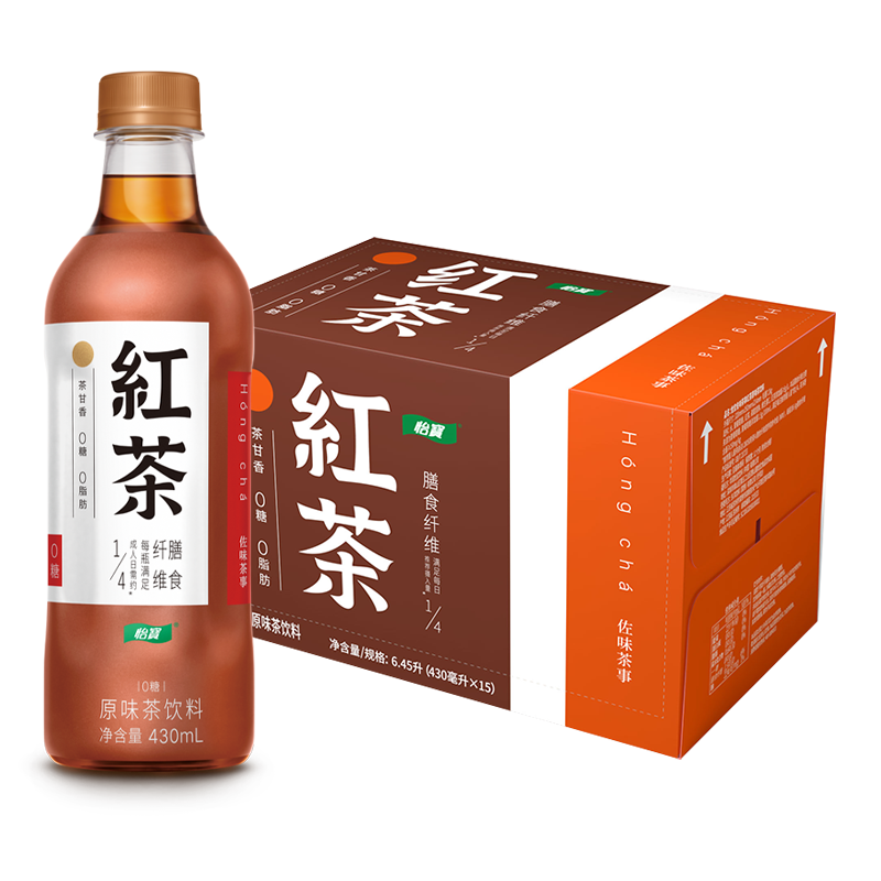 怡宝 佐味茶事 0糖0脂 红茶饮料 430ml*15瓶*2件 双重优惠折后￥59包邮