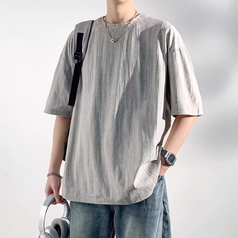 Lisa【Celebrity Style】British Ice Silk Short Sleeve T-Shirt for Men, Summer Thin Sports Casual Textured Top