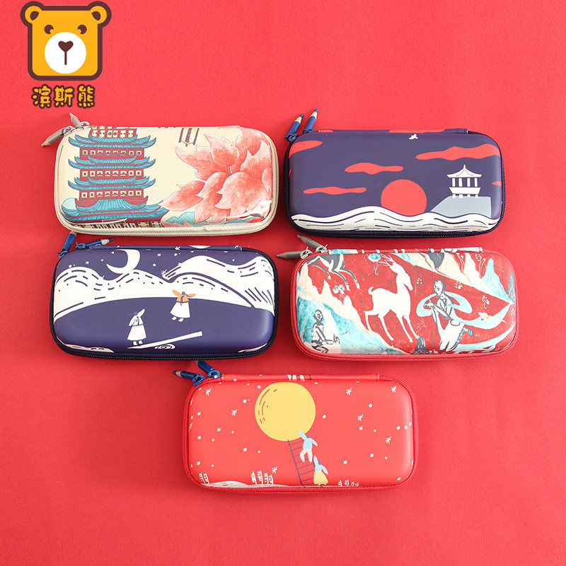 Binsi Xiong Guochao pencil box illustration stationery box kindergarten primary school students junior high school students personality pencil box EVA dirt-resistant