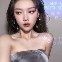 Earrings exaggerated atmospheric cool advanced sense 925 silver needle personalized ring pin asymmetric earrings female flash diamond tassel