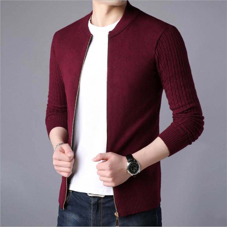 The Cao Pie Spring Autumn New Men's Sweater Han Version Pure Color Numb Knit Cardiovert Sweaters Fur Coat Jacket-Taobao