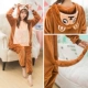Mùa thu và mùa đông dày flannel phim hoạt hình động vật đồ ngủ một mảnh nam và nữ dễ thương cặp vợ chồng san hô