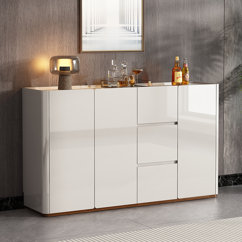 Light Luxury Sideboard, Living Room Storage Cabinet, Kitchen Wall-Mounted Integrated Storage Cabinet, White Household Lacquered Cabinet Light Luxury Sideboard, Living Room Storage Cabinet, Kitchen Wall-Mounted Integrated Storage Cabinet, White Household Lacquered Cabinet
