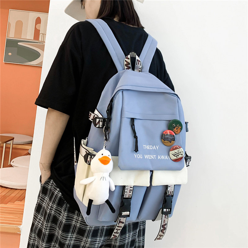Junior high school students Bag Boys Great Capacity High School College Students Tide Cards Shoulder Bag Women Casual Travel Double Shoulder Bag Cool
