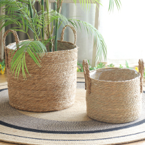 Flower pot outer decorative set Nordic rattan woven flower basket decoration piano leaf flower pot ornaments straw woven green plant large set of pots
