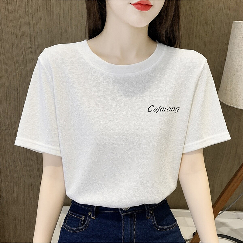 Loose White Short-Sleeved T-Shirt for Women, 2026 Summer New Style, Snowflake Cotton, Round Neck, Versatile and Stylish Top Loose White Short-Sleeved T-Shirt for Women, 2026 Summer New Style, Snowflake Cotton, Round Neck, Versatile and Stylish Top