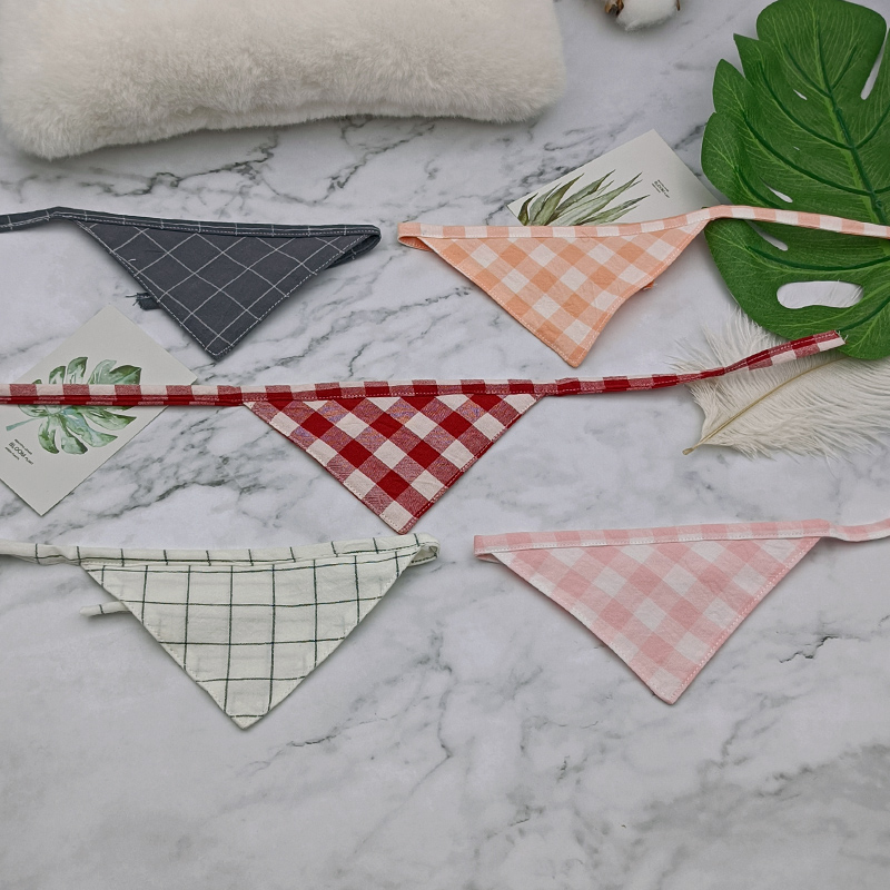 (Two Pack) ins Washed Cotton Pet Triangle Scarf Dog Scarf Cat Scarf Small Medium Large Dog