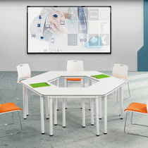 Multifunctional training table simple combination hexagonal splicing conference table trapezoidal table bar table training institution desks and chairs