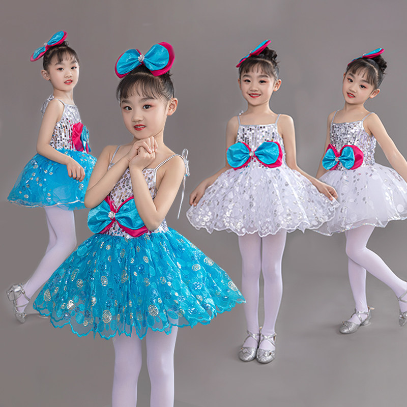 June 1 children's modern dance costumes kindergarten jazz costumes girls dance costumes sequined tutu skirt