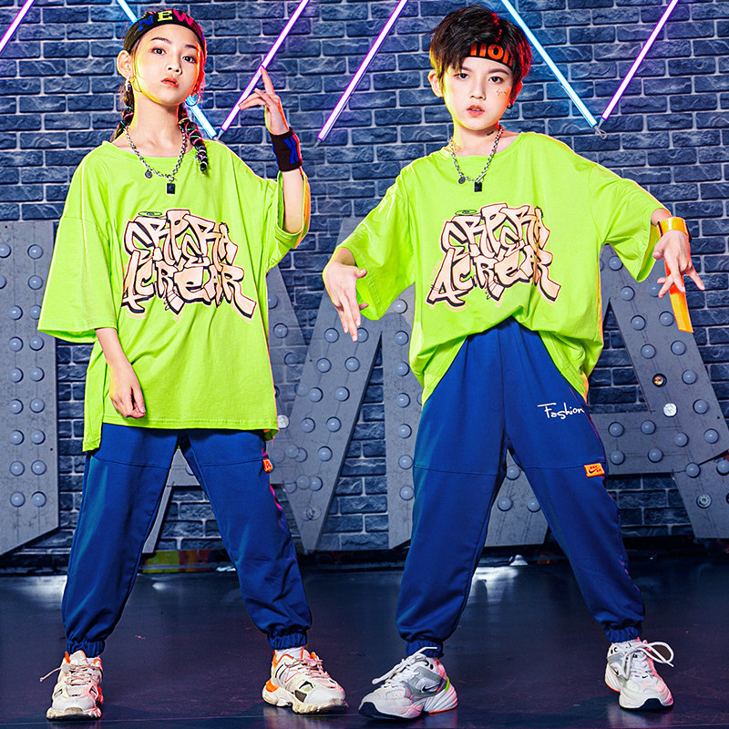 Children Street Dance Costumes Boy Hip Hop Wind Suit Toddlers Hiphop Frame Subdrum Play Out Jazz Dance Tide Dress