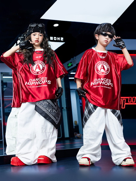 Children's Performance Clothing Hip-Hop Street Dance Children's Clothing Trendy Boys' Outfit Summer Drum Performance Outfit Girls' Clothing — 3