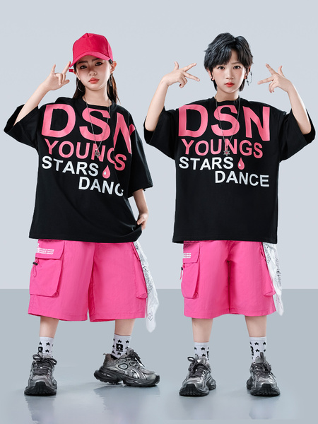 Street Dance Children's Trendy Clothing Summer Dopamine Kids Hiphop Stage Performance Outfits Boys and Girls Street Performance Costumes — 4