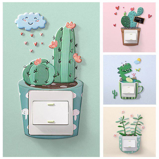 Decorative Protective Sheath Creative light decorations Wall Stickers Frame Night Light Switch Socket Sleeve Stickers Home Anti-Dirty Cover