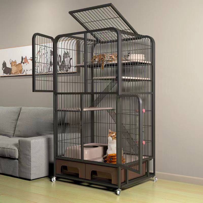 Rabbit cage large space castle cat freedom villa climbing frame integrated iron cage three-layer anti-jamming pet super large platform