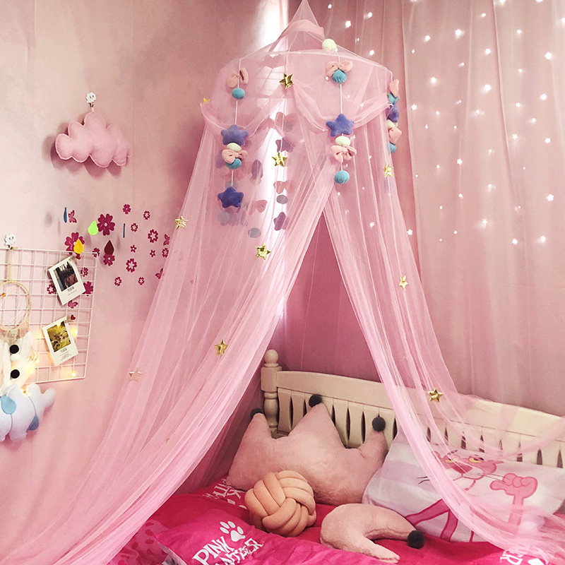 Children's mosquito net girl princess wind home bedroom fairy bed mantle cute dream dome hanging free installation universal