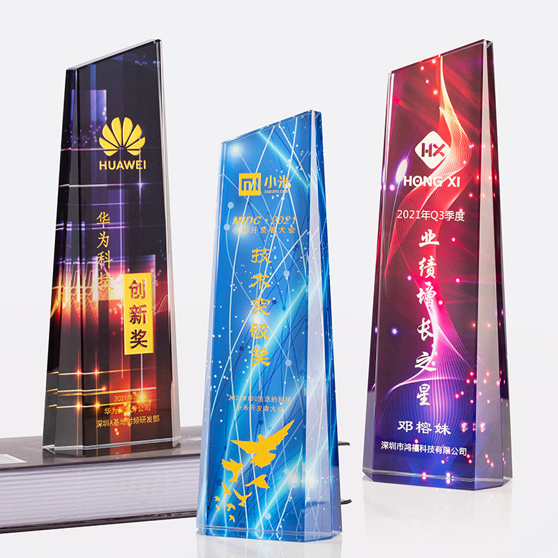 High-end atmospheric crystal trophy custom medal custom made honor new creative lettering color printing outstanding employee award