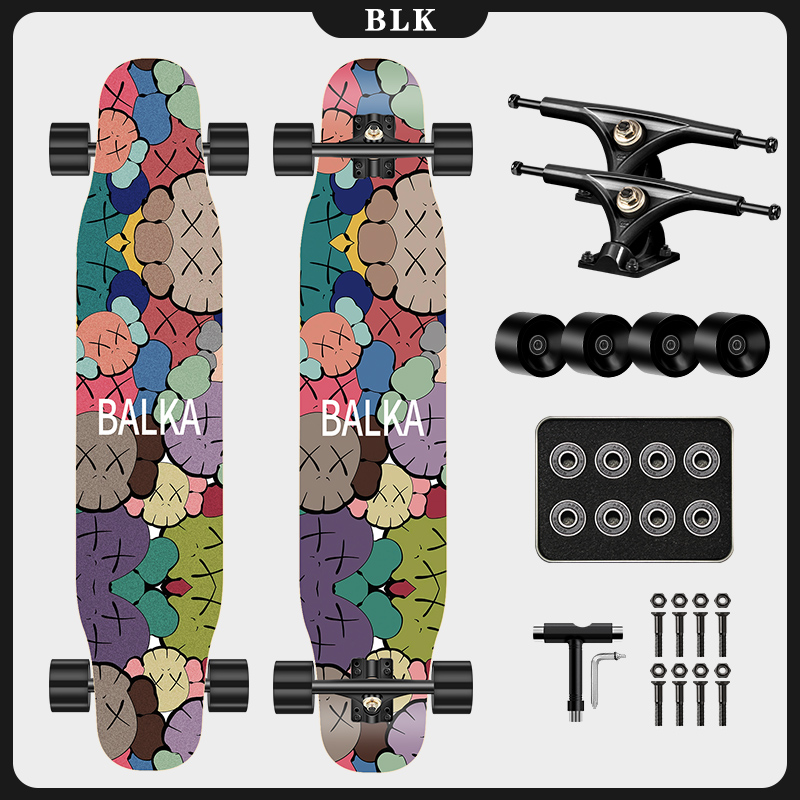 Balka ロングボード スケートボード プロフェッショナルボード 女性 男の子 初心者 大人 ダンスボード 女性 ティーンエイジャー 子供 ロードボード