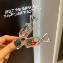 ins cute teenage girl hearts candy transparent mini portable ring small ornament Jewelry Earrings earrings Earrings Containing Box