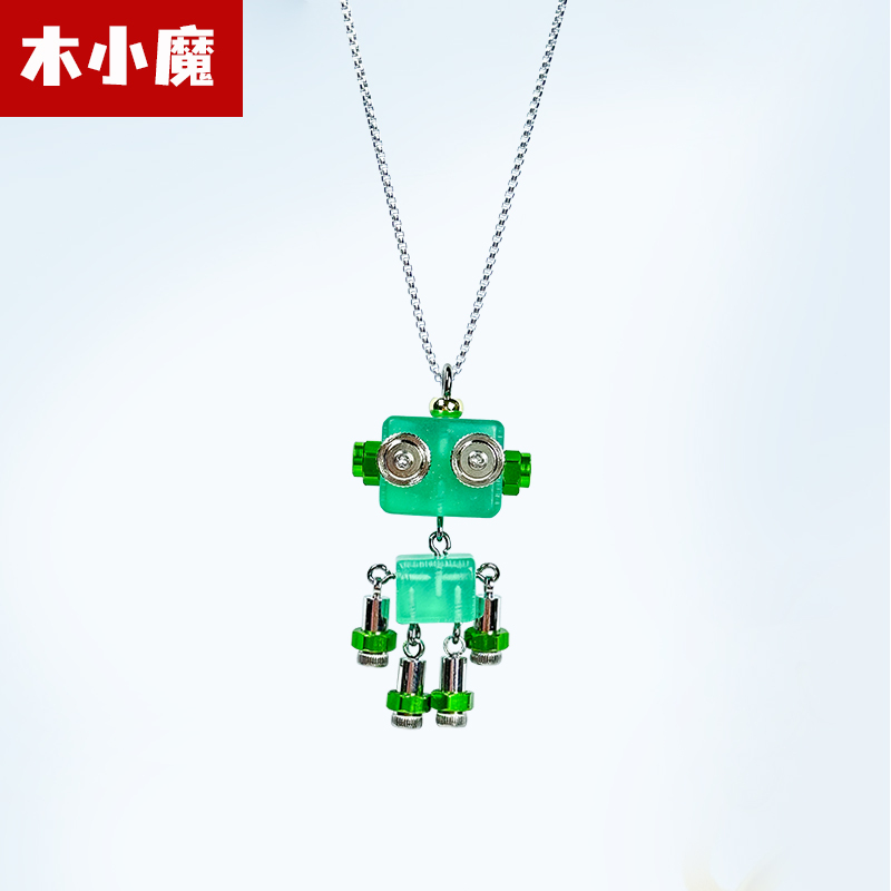 【Lan】Handmade Punk Robot Necklace Small Robot Pendant Trendy Charm Couple Robot Keychain