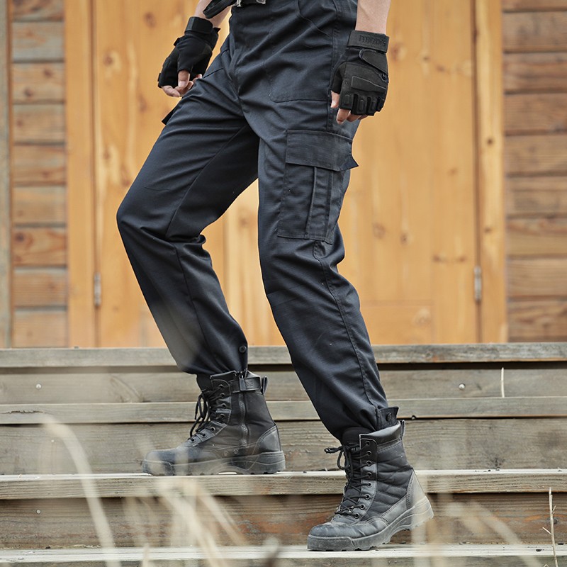 Summer training pants black tactical pants security pants men's wear-resistant loose army fans men's training pants overalls plaid