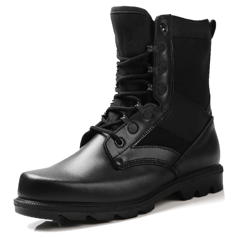 Jihua army hook boots men's four seasons single boots top layer cowhide wear-resistant breathable combat training boots tactical boots women's tooling boots