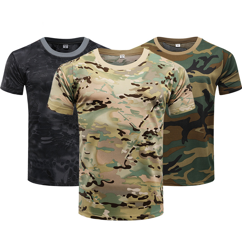 New Python Camouflage Dry Tactical T-shirt Men and Women Outdoor Neteye Short Sleeve Summer Sports Short Skill Training T-shirt
