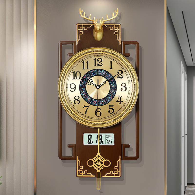 New Chinese light extravagant hanging clock living room home fashion net red hanging wall hanging watch 2023 new decorative atmosphere clock table-Taobao