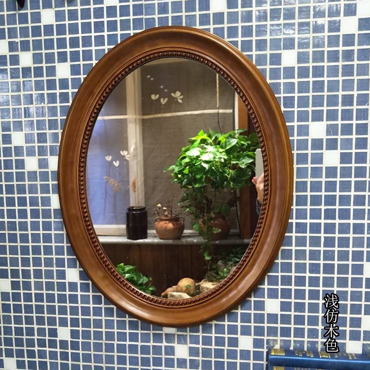 Retro mirror wall-mounted oval Nordic Makeup Room Wash Basin Mirror European Style Make Old Antique Toilet Mirror Cosmetic Mirror