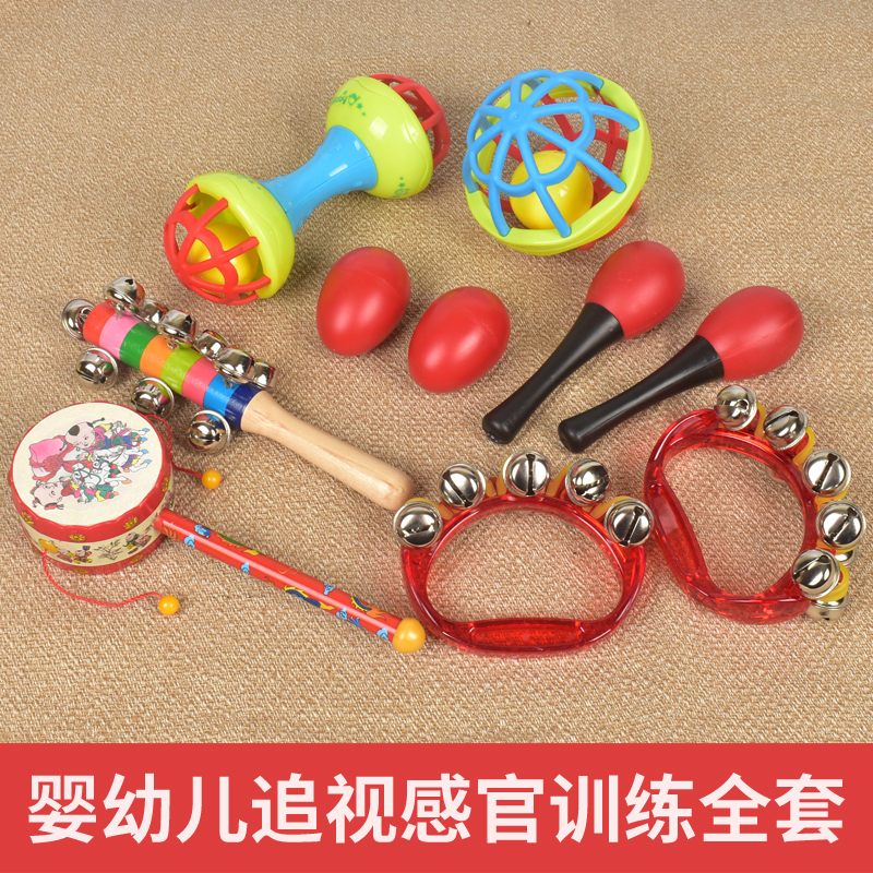 Baby sand hammer red ball hand rattle newborn baby hand grasping and listening to visual training red toy small shake