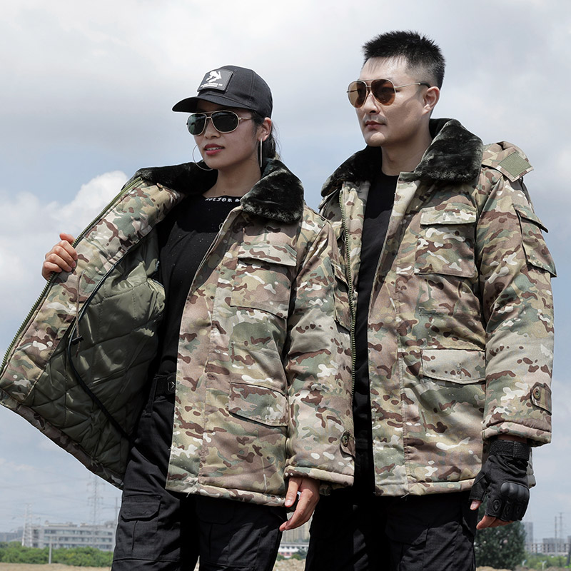 Camouflage military cotton coat men's thickening winter northeast outdoor cotton coat warm military fans anti-cold storage work clothes cotton jacket
