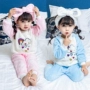 Đồ ngủ trẻ em nữ mùa xuân và mùa thu cotton cô gái mùa thu và mùa đông nhà quần áo nữ bé trẻ em dày mô hình trẻ em lớn đồ ngủ cha mẹ-con đồ ngủ khủng long