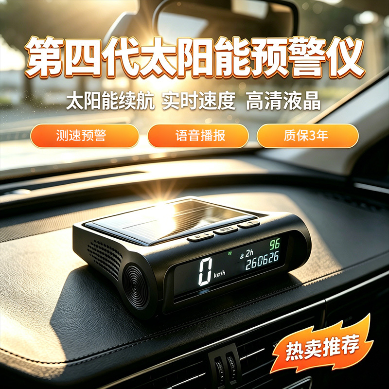 Popular Smart 2026 New Upgraded Fourth-Generation Car-Mounted Voice Speed Measurement and Safety Warning System with Advanced Solar-Powered Automatic Battery Life
